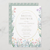 Elegant Boho Wildflower Bridal Shower Invitation Kaart (Voorkant / Achterkant)