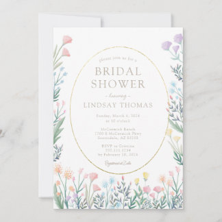 Elegant Boho Wildflower Bridal Shower Invitation Kaart