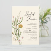 Elegant Boho Wildflower Bridal Shower Invitation Kaart (Staand voorkant)