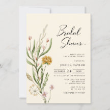Elegant Boho Wildflower Bridal Shower Invitation
