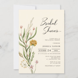 Elegant Boho Wildflower Bridal Shower Invitation Kaart