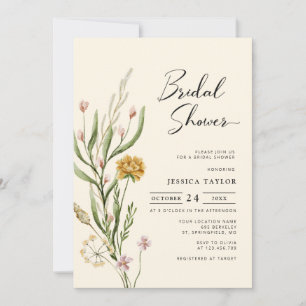 Elegant Boho Wildflower Bridal Shower Invitation Kaart