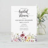 Elegant Boho Wildflower Bridal Shower Invitation Kaart (Staand voorkant)