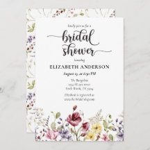 Elegant Boho Wildflower Bridal Shower Invitation