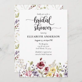 Elegant Boho Wildflower Bridal Shower Invitation Kaart