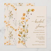 Elegant Boho Wildflower Bridal Shower Invitation Kaart (Voorkant / Achterkant)