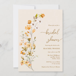 Elegant Boho Wildflower Bridal Shower Invitation Kaart