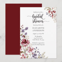 Elegant Boho Wildflower Bridal Shower Invitation