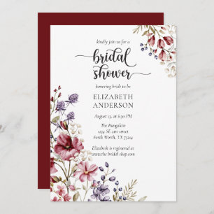Elegant Boho Wildflower Bridal Shower Invitation Kaart
