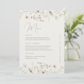 Elegant Boho Wildflower bruiloft diner Menu (Staand voorkant)