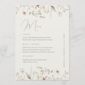 Elegant Boho Wildflower bruiloft diner Menu (Voorkant)