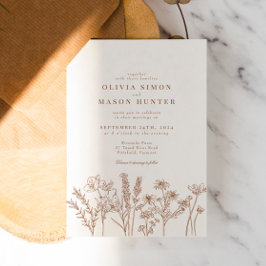 Elegant Boho Wildflower Burnt Sinaasappel Wedding Kaart