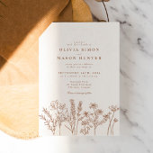 Elegant Boho Wildflower Burnt Sinaasappel Wedding Kaart