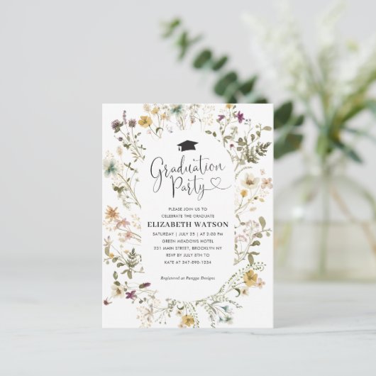 Elegant Boho Wildflower Floral Gradual Party Briefkaart (Staand voorkant)