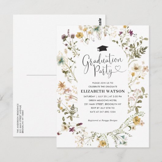 Elegant Boho Wildflower Floral Gradual Party Briefkaart (Voorkant / Achterkant)