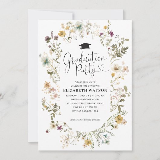 Elegant Boho Wildflower Floral Gradual Party Kaart (Voorkant)