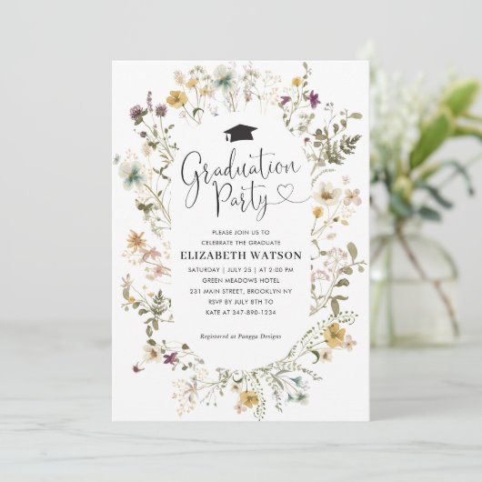 Elegant Boho Wildflower Floral Gradual Party Kaart (Staand voorkant)