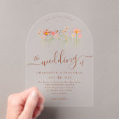 Elegant Boho Wildflower Floral Terracotta Wedding Acryl Uitnodigingen (Insitu (Draagbaar))