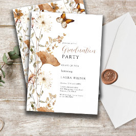 Elegant Boho Wildflower Graduation Party Kaart