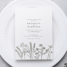 Elegant Boho Wildflower Groen repetitie diner Kaart