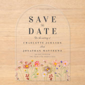 Elegant Boho Wildflower Meadow Wedding Acryl Uitnodigingen (Voorkant)