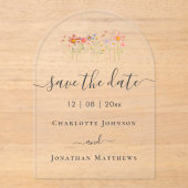 Elegant Boho Wildflower Meadow Wedding Acryl Uitnodigingen (Voorkant)