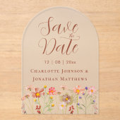 Elegant Boho Wildflower Meadow Wedding Acryl Uitnodigingen (Voorkant)