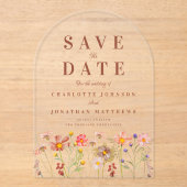 Elegant Boho Wildflower Meadow Wedding Acryl Uitnodigingen (Voorkant)