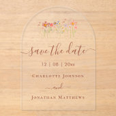 Elegant Boho Wildflower Meadow Wedding Acryl Uitnodigingen (Voorkant)