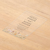 Elegant Boho Wildflower Minimalist Wedding Acryl Uitnodigingen (Laagn)