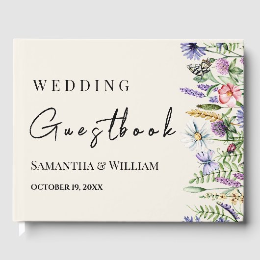 Elegant Boho Wildflower Modern Rustic Wedding Gastenboek (Voorkant)