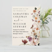 Elegant Boho Wildflower Modern Rustic Wedding Kaart (Staand voorkant)