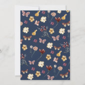 Elegant Boho Wildflower Navy Blue Save the Date Kaart (Achterkant)