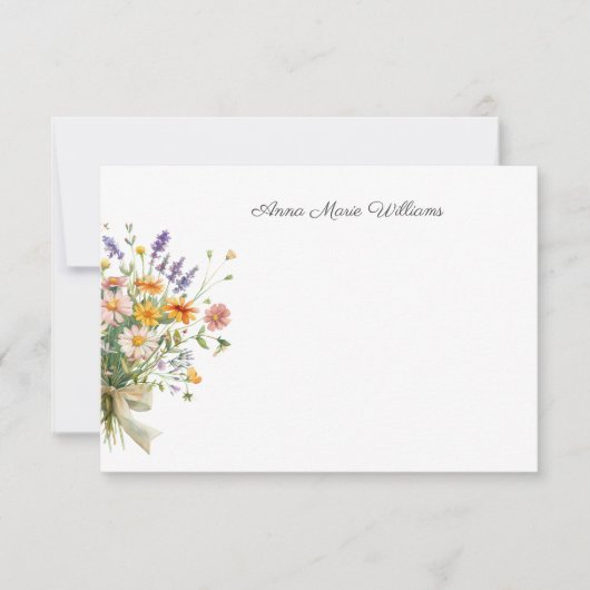 Elegant Boho Wildflower Note Kaart Notitiekaartje (Voorkant)