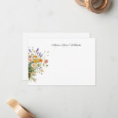 Elegant Boho Wildflower Note Kaart Notitiekaartje (Voorkant / Achterkant in situ)