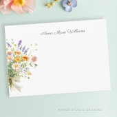 Elegant Boho Wildflower Note Kaart Notitiekaartje