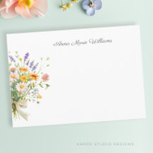 Elegant Boho Wildflower Note Kaart