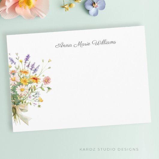 Elegant Boho Wildflower Note Kaart Notitiekaartje