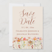 Elegant Boho Wildflower Photo Wedding Save The Date (Voorkant)