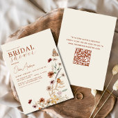 Elegant Boho Wildflower QR Code Vrijgezellenfeest Kaart