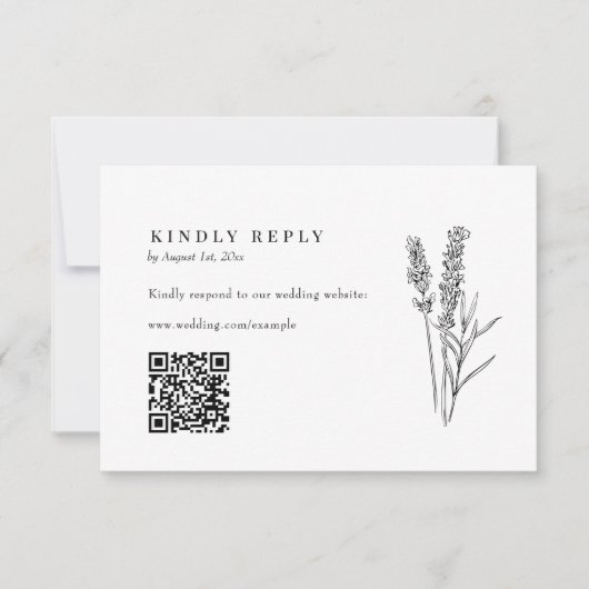 Elegant Boho Wildflower QR Code Weddenschap RSVP (Voorkant)