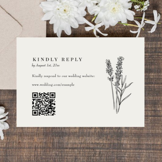 Elegant Boho Wildflower QR Code Weddenschap RSVP