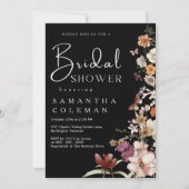 Elegant Boho Wildflower Rustic Black Vrijgezellenf Kaart (Voorkant)