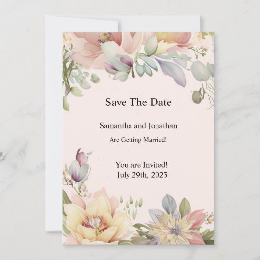 Elegant BOHO Wildflower Sla de Kaart Datum op (Voorkant)