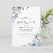 Elegant Boho Wildflower Verjaardagsfeest Kaart (Staand voorkant)