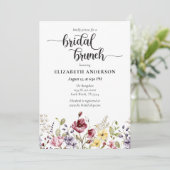 Elegant Boho Wildflower Vrijgezellenfeest Brunch Kaart (Staand voorkant)