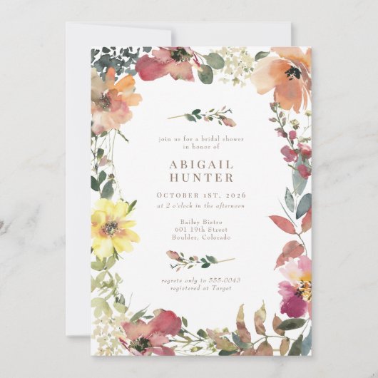 Elegant Boho Wildflower Vrijgezellenfeest Kaart (Voorkant)