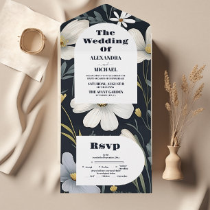 Elegant Boho Wildflower Wedding All In One Uitnodiging