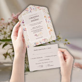 Elegant Boho Wildflower Wedding All In One Uitnodiging