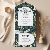 Elegant Boho Wildflower Wedding All In One Uitnodiging